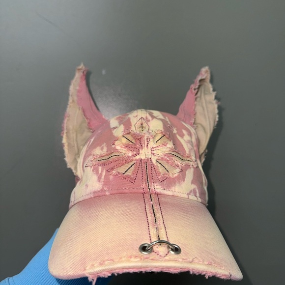GENZERO The dog ear‎ cross pink distressed baseball cap main image 9